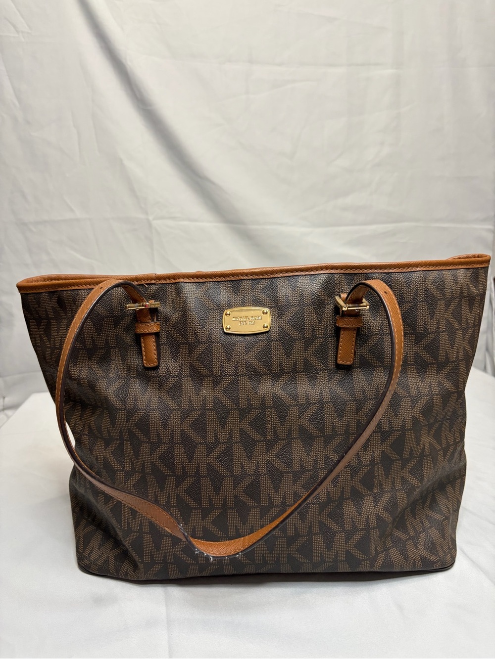 Michael Kors Brown and Tan MK Logo Tote